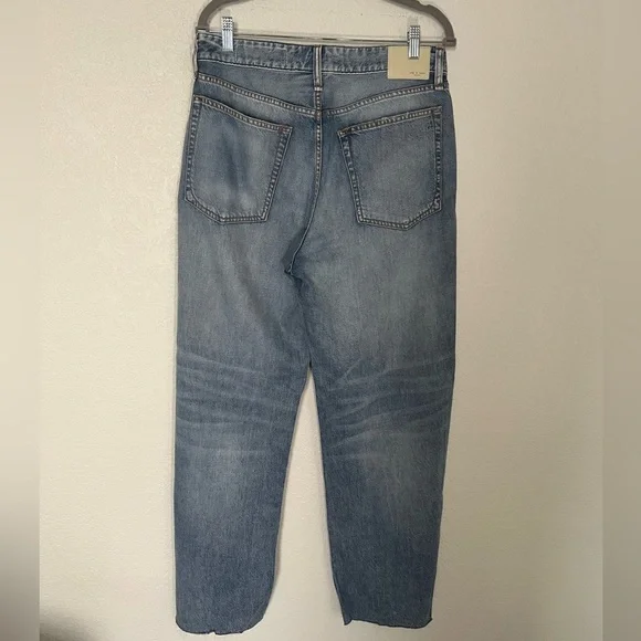 Rag & Bone Logan Mid Rise Featherweight Wide Leg Raw Hem Jeans Light/Med Wash 29 - Picture 3 of 10